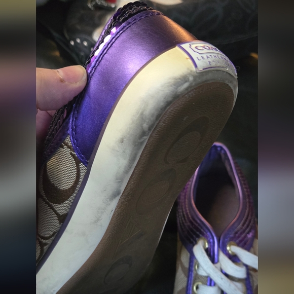 Coach logo & purple sequined tennis shoes sz5.5 B - Picture 2 of 7